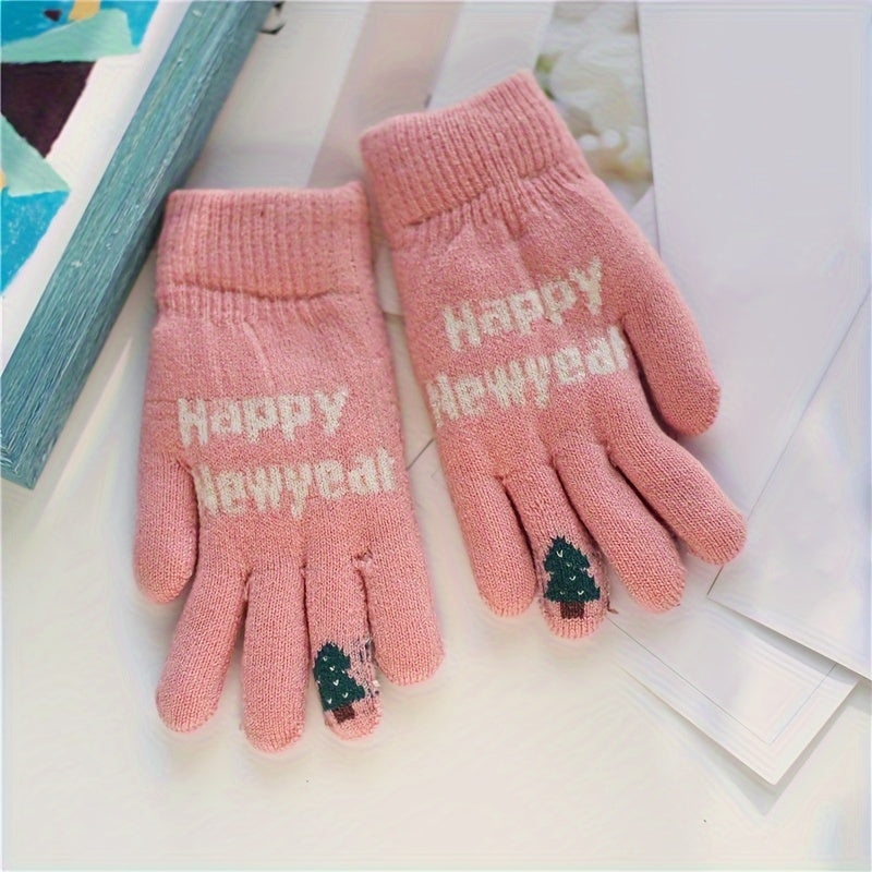 Thick Warm Windproof Knitted Gloves Cycling Riding Student Girls