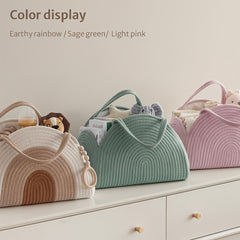 Large Capacity Diaper & Bottle Storage Bag Mommy Tote Linen Pink