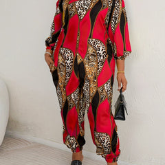 Off Shoulder Scarf Print Jumpsuit