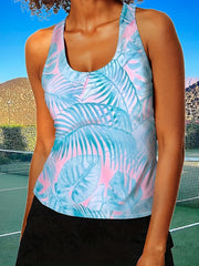 Leaf Print Tennis Sports Tank Top for Women