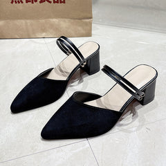 Chunky Heeled Pumps Double Strap Sandals
