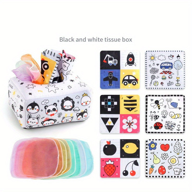 Baby Cloth Book Toy Box Animal and Powder Tear Tissue