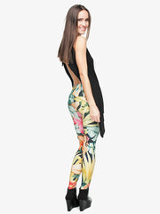 Floral Print High Waist Skinny Leggings Bohemian Stretchy Long Length
