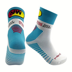 Mid Calf Athletic Socks Cycling Running Sweat Absorbing Breathable Sports