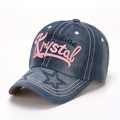 Pentagram Embroidery Distressed Baseball Cap