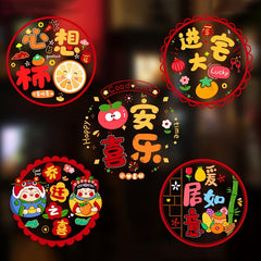 10pcs Chinese Year Felt Paper Cut Spring Stickers Window Decorations