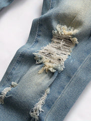 Boys Ripped Jeans Straight Cut Denim Pants for Spring and Autumn