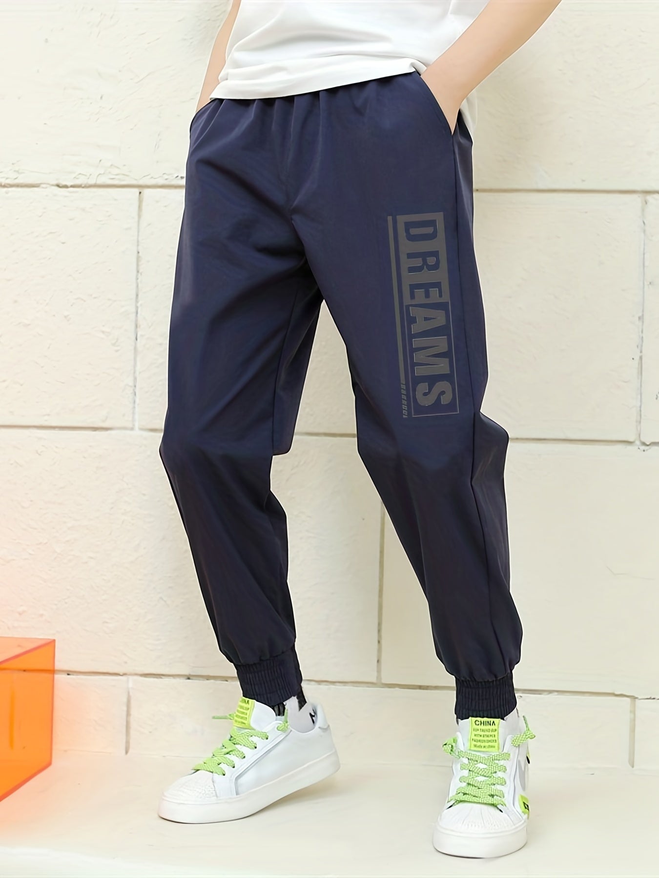DREAMS Letter Print Boys Casual Long Pants