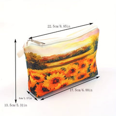 Sunflower Print Zipper Pouch Lightweight Clutch Coin Purse