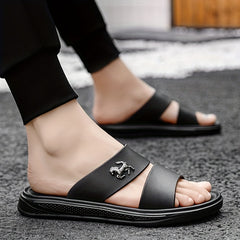 Men's Double Band Slide Sandals Casual Non Slip Shoes Open Toe Shoes