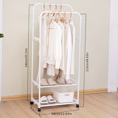 Double Rod Clothes Drying Rack With Shoe Rack