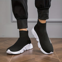Women's Letter Pattern Knit High Top Platform Sneakers