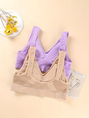 2 Pack Plus Size Bra Set Women's Plus Solid Hollow Mesh Yoga Sportwear Bra 2pcs