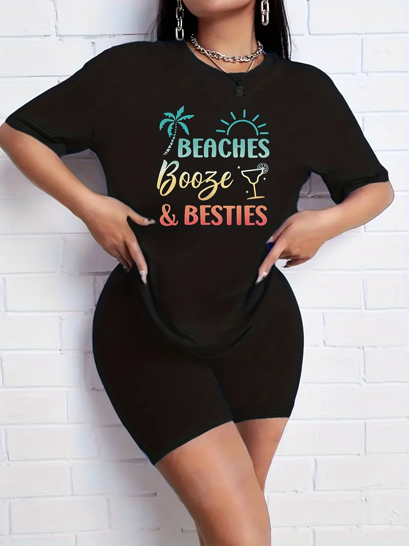 2pcs Summer Casual Sports Sets T-shirts & Shorts Women's Activew