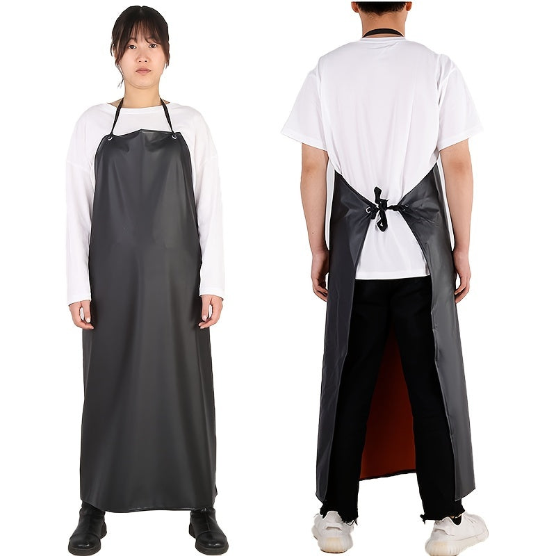 2pcs PVC Apron Kitchen Sleeve Waterproof And proof Thickened Apron Soft Leather