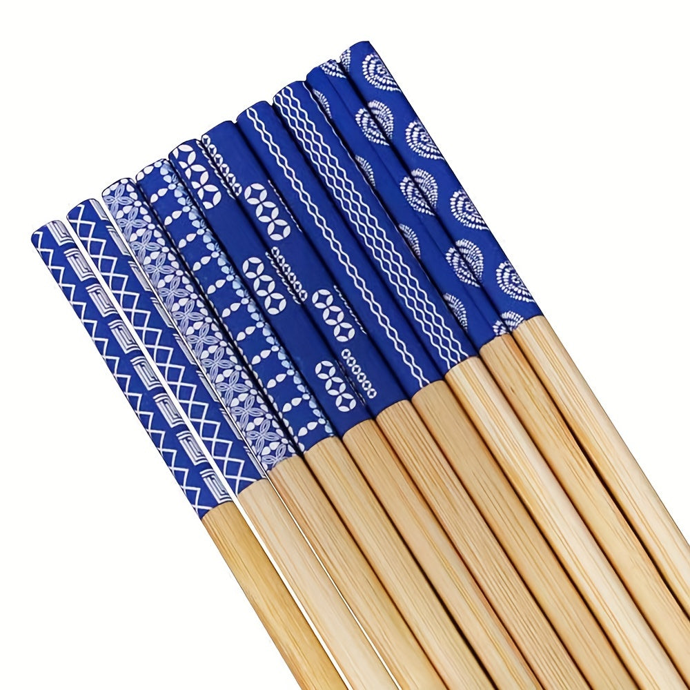 5 Pairs Reusable Bamboo Chopsticks Multicolor Dishwasher Safe