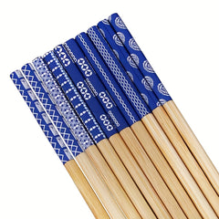 5 Pairs Reusable Bamboo Chopsticks Multicolor Dishwasher Safe