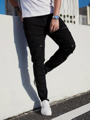 Men's Ripped Jeans Casual Street Style Stretch Denim Pants