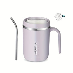 Large Capacity Stainless Steel Water Cup With Cover And Straw