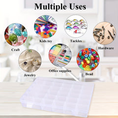 3 Pack Plastic Organizer Box 36 Grids with Adjustable Dividers Jewelry Bead Stor