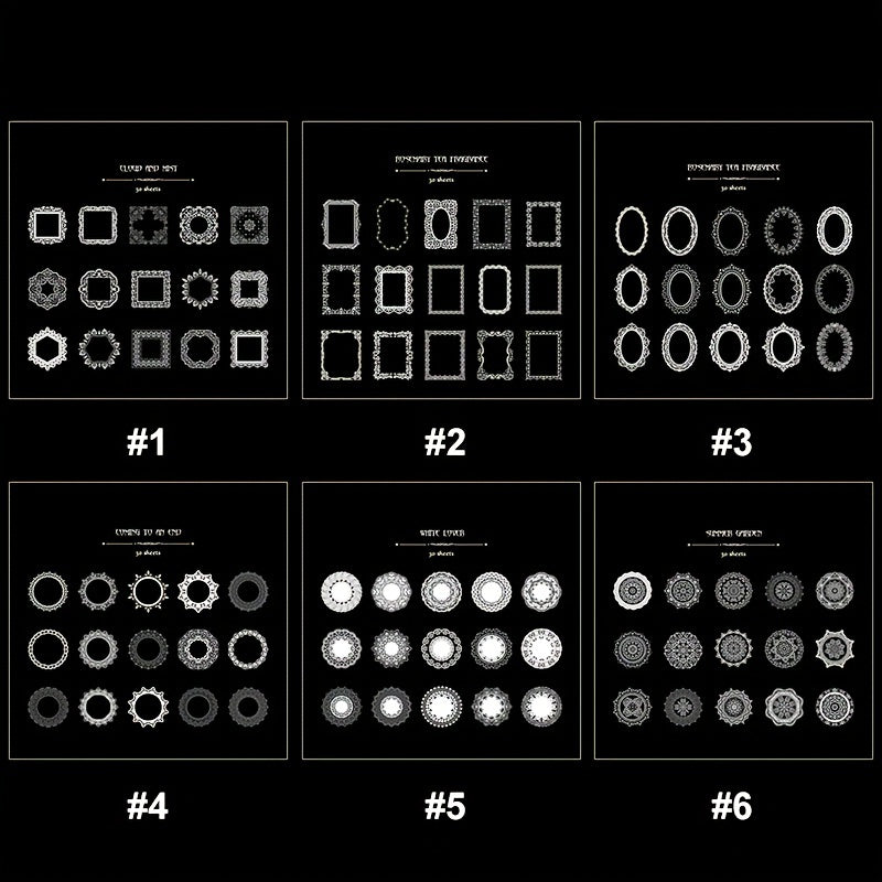30pcs Retro Hollow Lace Stickers Pack DIY Craft Decoration