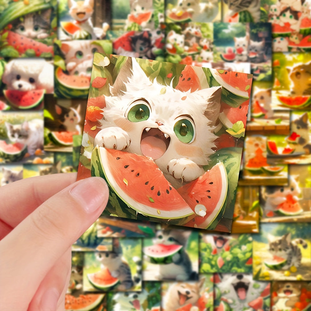 48pcs Watermelon and Cat Dog Stickers Pack for Kids, Laptop, Luggage, Notebook