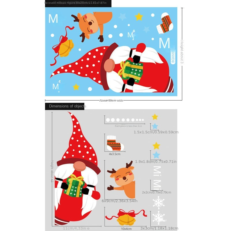 Santa Claus Reindeer Electrostatic Stickers Christmas Decor