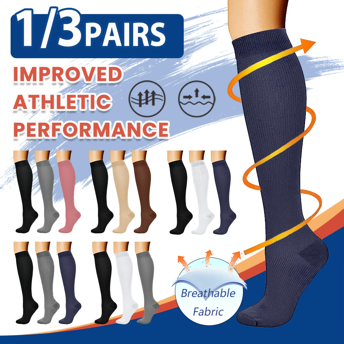 Copper Compression Socks for Women & Men 15-20mmHg Circulation