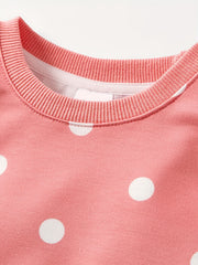 Baby Dotted Print Sweatshirt Pants Set Fall Winter Loungewear Set