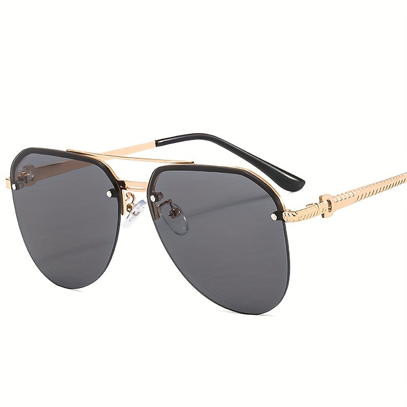 Metal Double Bar Large Frame Aviator Sunglasses