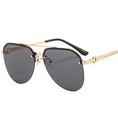 Metal Double Bar Large Frame Aviator Sunglasses