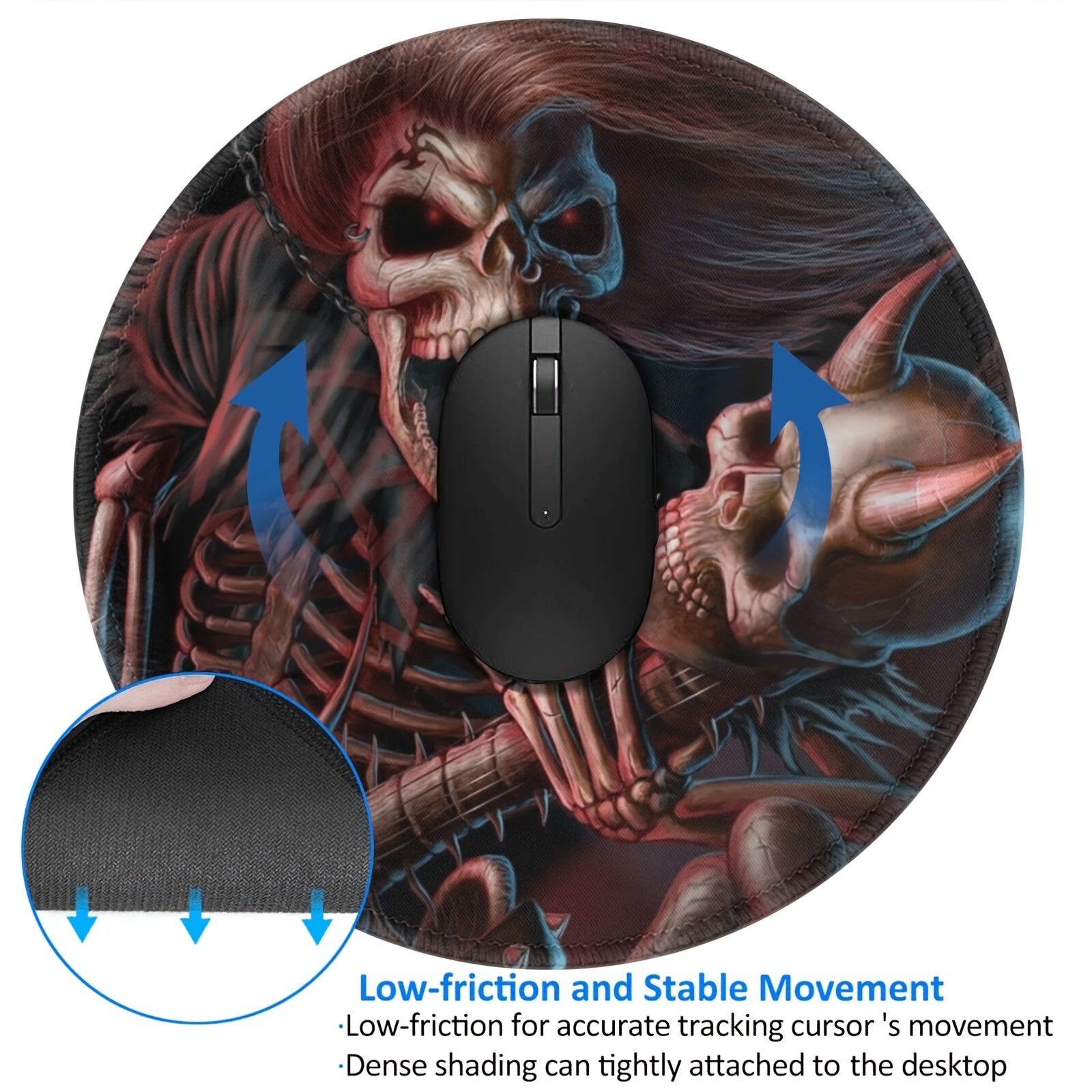 Circular Sewn Edge Mousepad The Old Skull Pattern