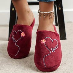 Women's Pink Love Plush Slippers Warm Fuzzy Home Shoes