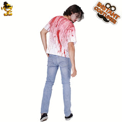 Men's Scary Bloody T-shirt Halloween Cosplay Costume
