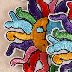 2pcs Sun Badges Iron On Patches Embroidered Applique DIY Crafts