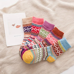 5 Pairs Geometric Pattern Socks Mid Tube Women's Stockings