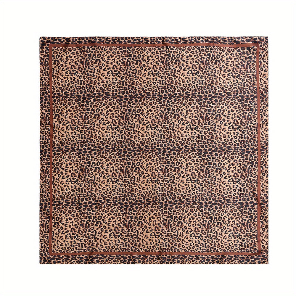 Leopard Chain Print Shawl Satin Square Scarf Bandana Silk Head Wrap