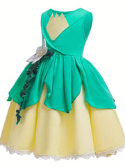 Girls Teen Lace Trim Sleeveless Dress for Performance Party