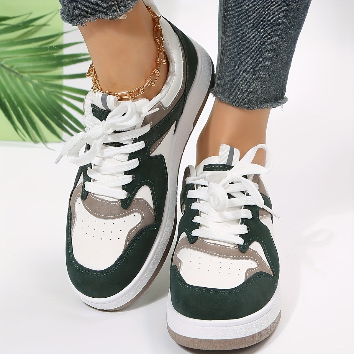 Women's Lace Up Stitching Sneakers Lightweight Shoes