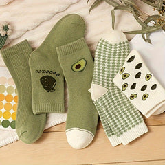 Avocado Print Mid Tube Socks Women's Stockings