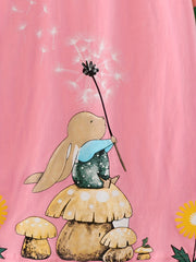 Girls' Rabbit Colorblock Rainbow Long Sleeve Dress