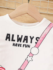 Toddler Girls Short Sleeve ALWAYS HAVE FUN Dog Graphic Dress