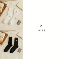 5 Pairs Cartoon Bear Print Women's Mid Tube Socks Stockings