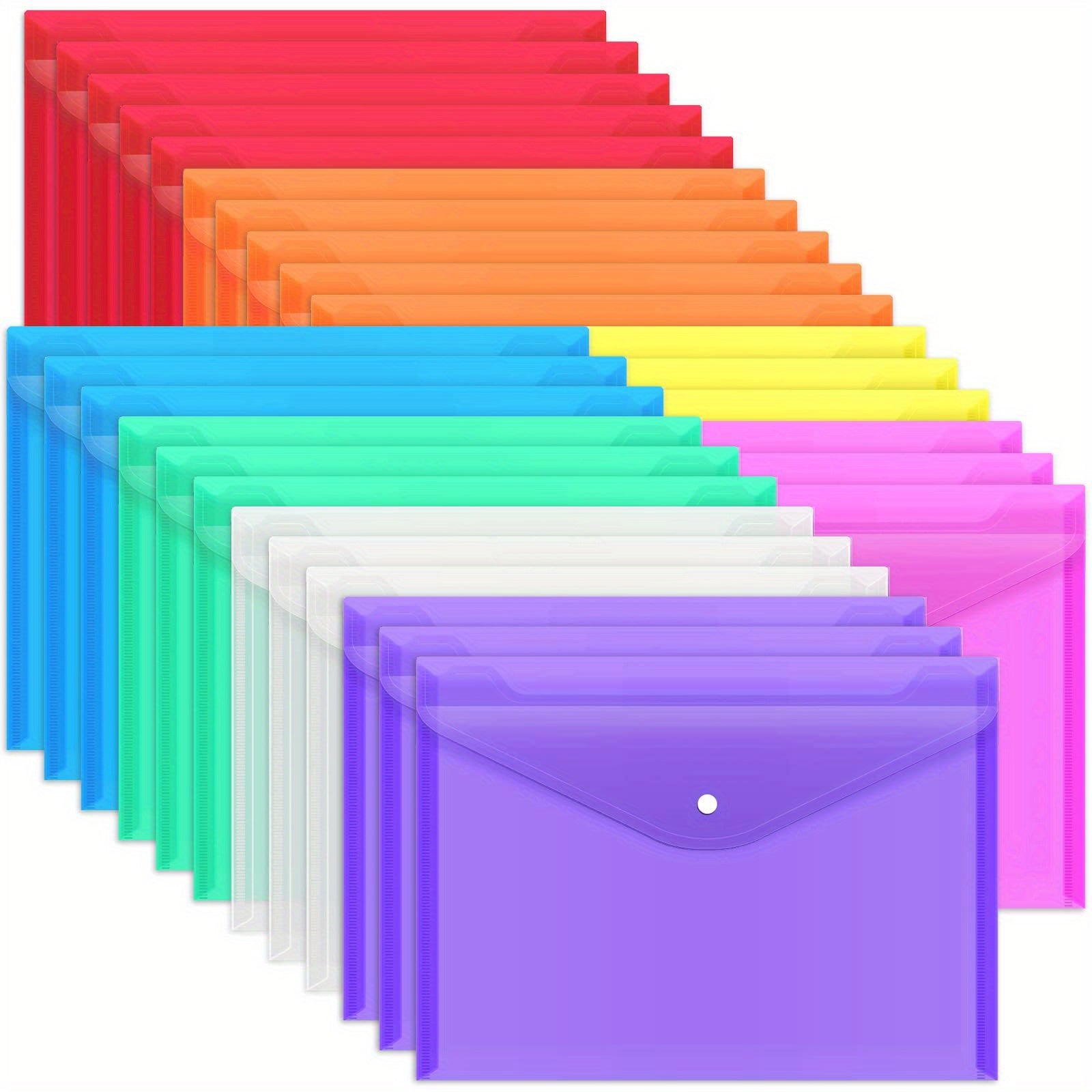 50pcs 8 Colors A4 Plastic Envelopes Set for Document Organization