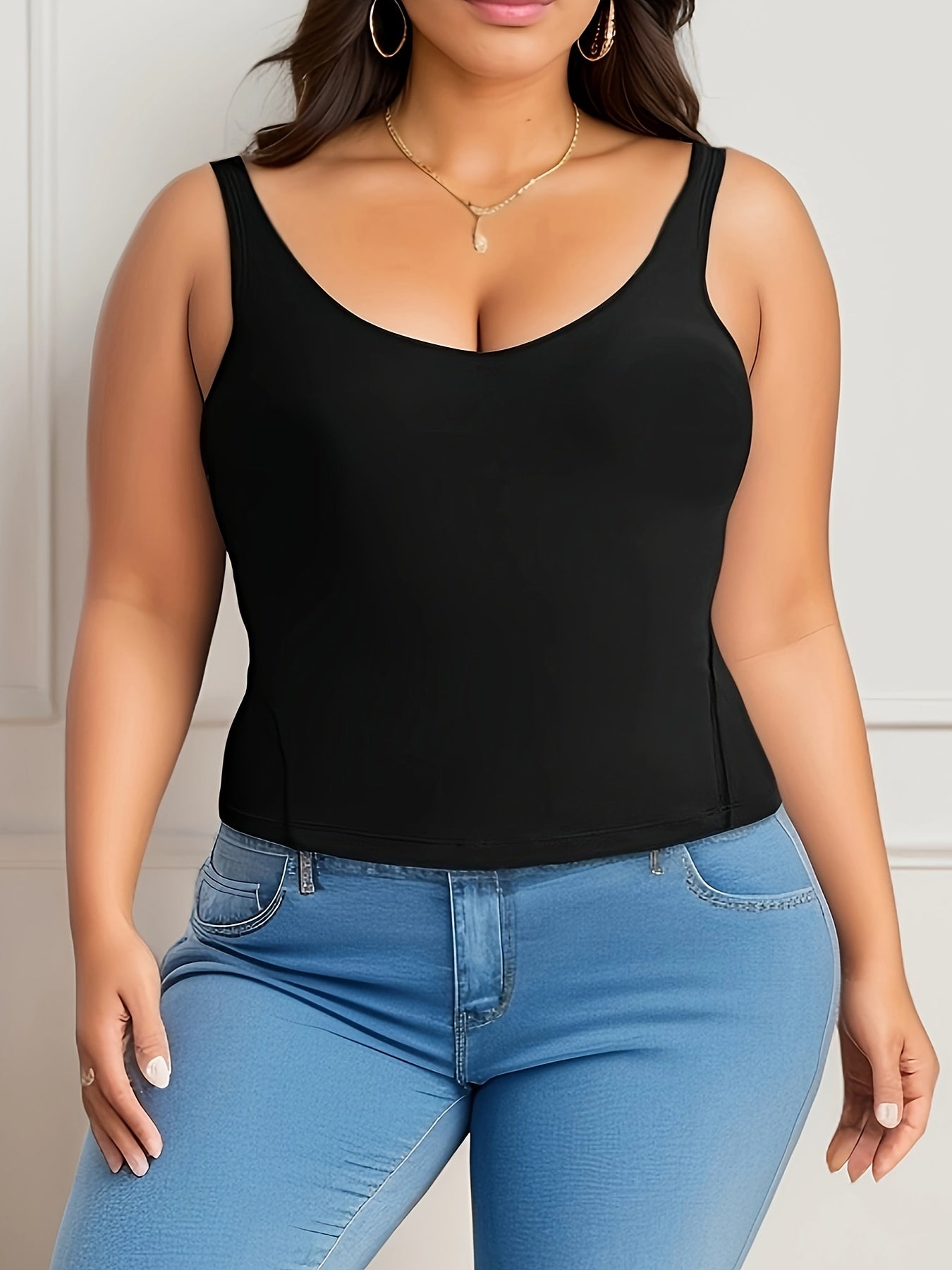 Solid V Neck Fitness Running Cami