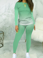 Women's Plus Ombre Print Top & Pants Set