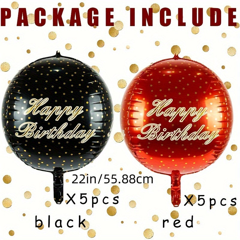 10pcs Happy Birthday 4D Balloon 55 88 Cm Round Ball Polka Dot Foil Mylar Balloon