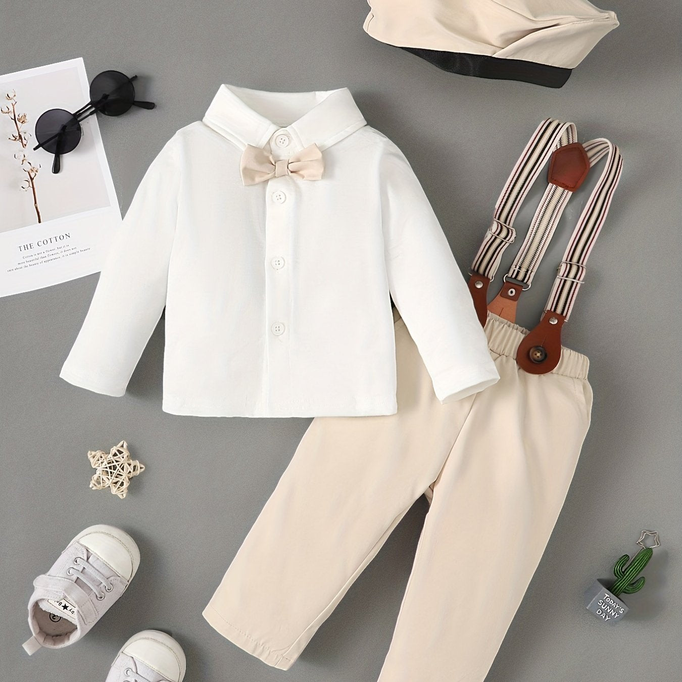 Baby Boys 2pcs Shirt With Suspender Pants Set