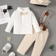 Baby Boys 2pcs Shirt With Suspender Pants Set