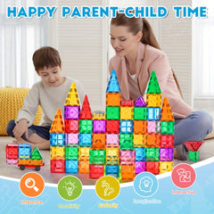 95pcs Magnetic Tiles Building Blocks 3D Playboards 2 Cars Toy